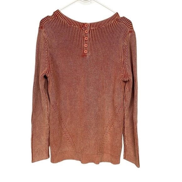 Tyler Boe Rust Mineral Wash Shaker Tunic Sweater with Button Accents, Large - Picture 2 of 8